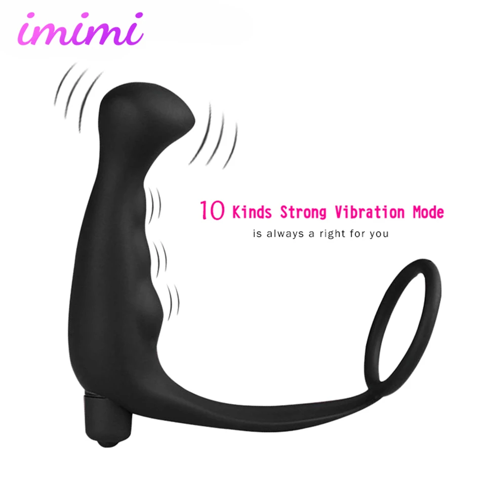 Male Prostate Massage Vibrator Strap On Penis Anal Plug for Man Anal Vibrator Silicone Penis Delay Ejaculation Ring Sex Toys