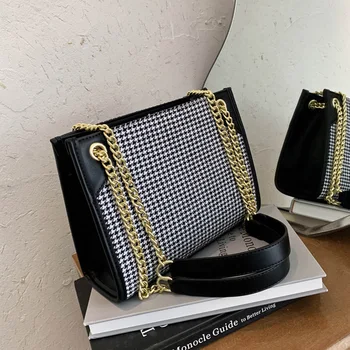 

Fashion Brand Plaid Handbags Women Shoulder Crossbody Bags 2020 Retro Luxury Design Chain Ladies Messenger Bags Female Purses