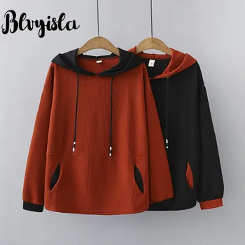 

4XL Plus Size Hooded Blvyisla Long sleeve Bottoming Sweatshirt 2019 Fashion Women Large Hoodies