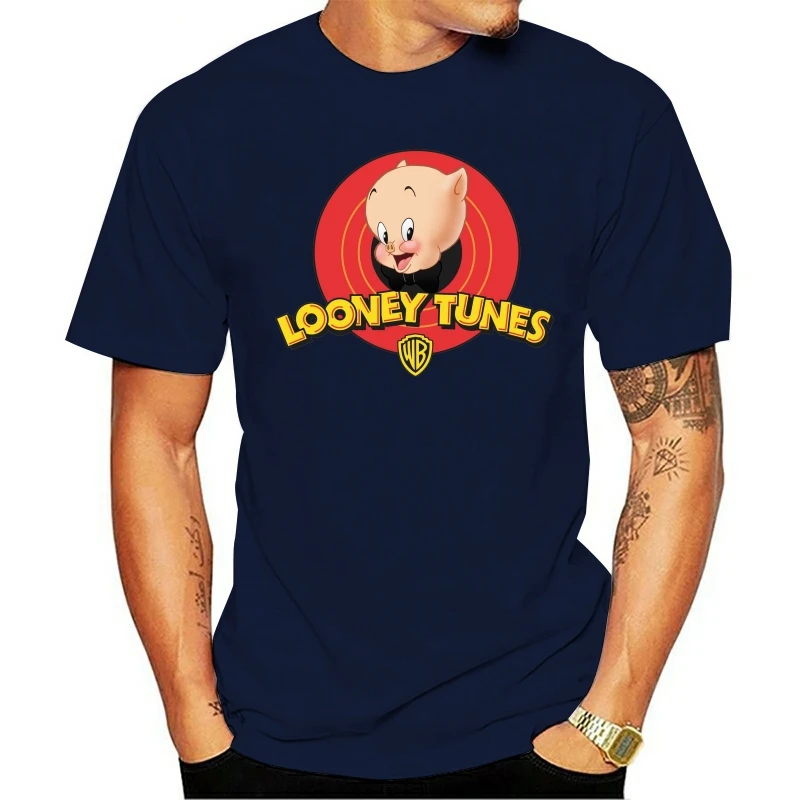 Новая хлопковая Футболка Porky Pig Warner Bros Looney Tunes с мультяшным персонажем | Мужская