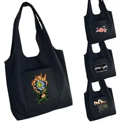 Ladies Handbag Canvas Bag Shopper Print Portable Messenger One-shoulder Student Shopping Bag Foldable and ReusableTote Bag