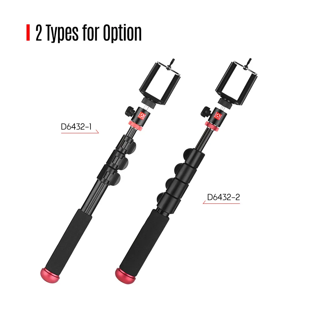 

KINGJOY Selfie Stick with Phone Clip Mini Ballhead Camera Monopod Stick Clip 4/5 Sections for iPhone Huawei Action Camera