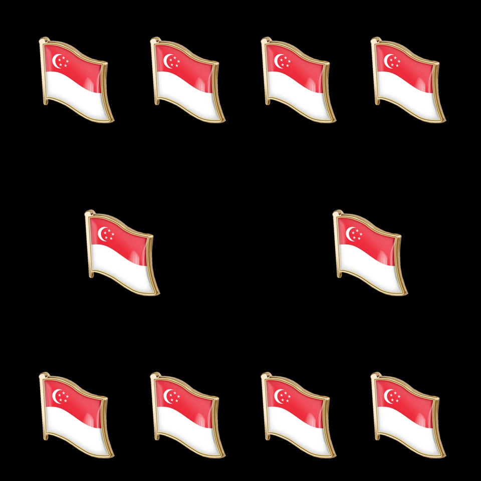 

10PCS Singapore National Flag Lapel Pin Collar Pins for Men Safety Pin Style Tie Bar