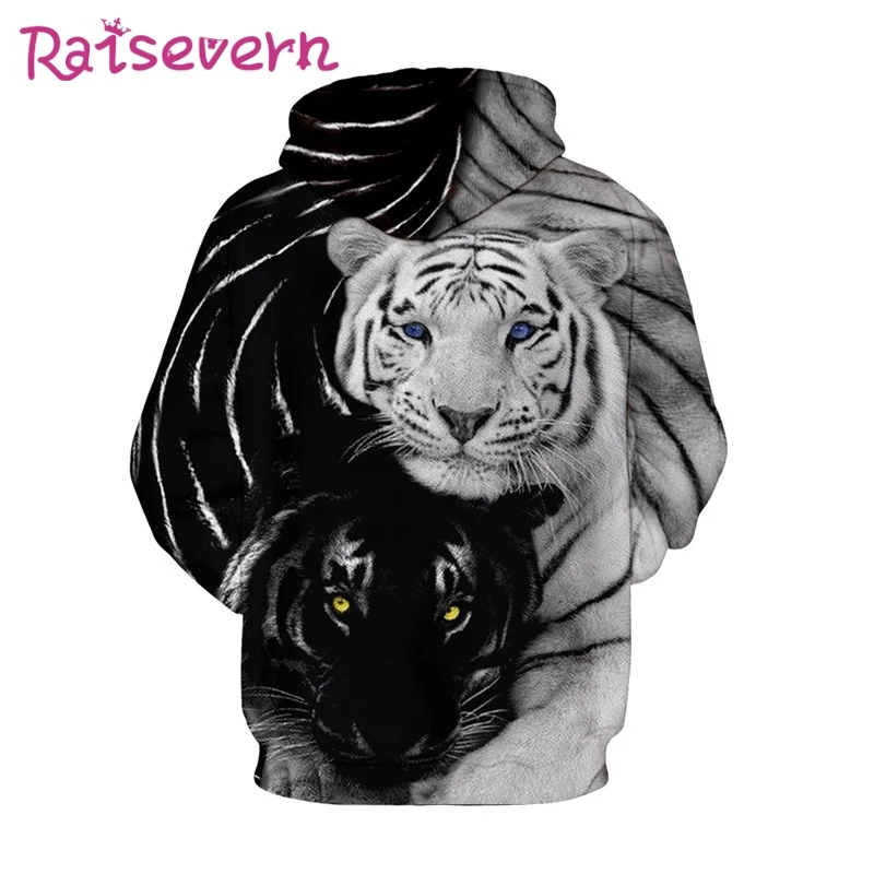 Raisvern/Детские толстовки с 3D-принтом «волк, тигр»; толстовки с капюшоном с принтом животных; детские толстовки с капюшоном смешного дизайна; топы; одежда для детей