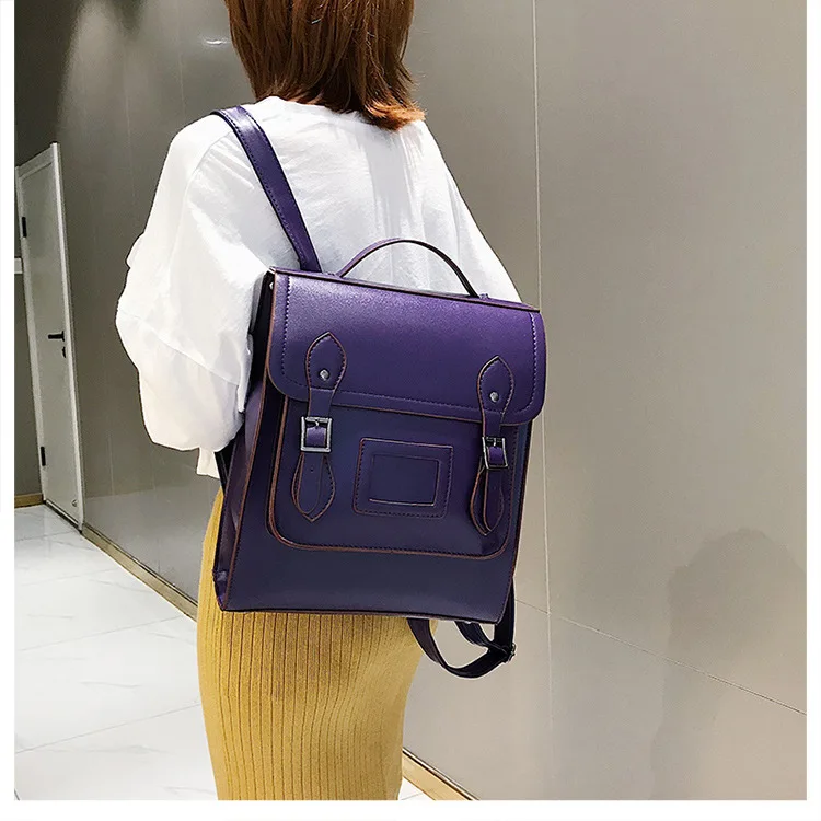 Black White Girls School College Backpacks Vintage Leather Luxury Brand Womens Backpack Preppy Style Back Bags Shoulder Satchels (19)