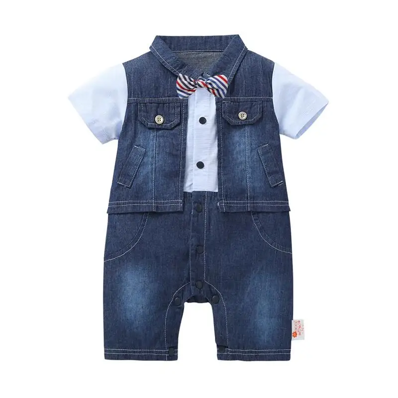 Комбинезон для новорожденных мальчиков джинсовый комбинезон в стиле пэчворк с