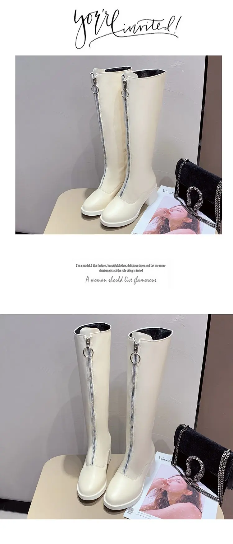 New Slim Boots Sexy Knee High Red Leather Women Snow Boots Women's Fashion Winter Thigh High Boots Shoes Woman
