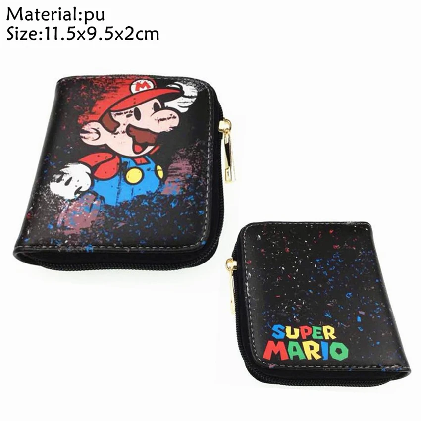 Game Super Mario Bros Short Wallet Boys Girls zipper Credit Card Holder Leather small coin Purse Women mini cosplay Handbag Cute - Цвет: A