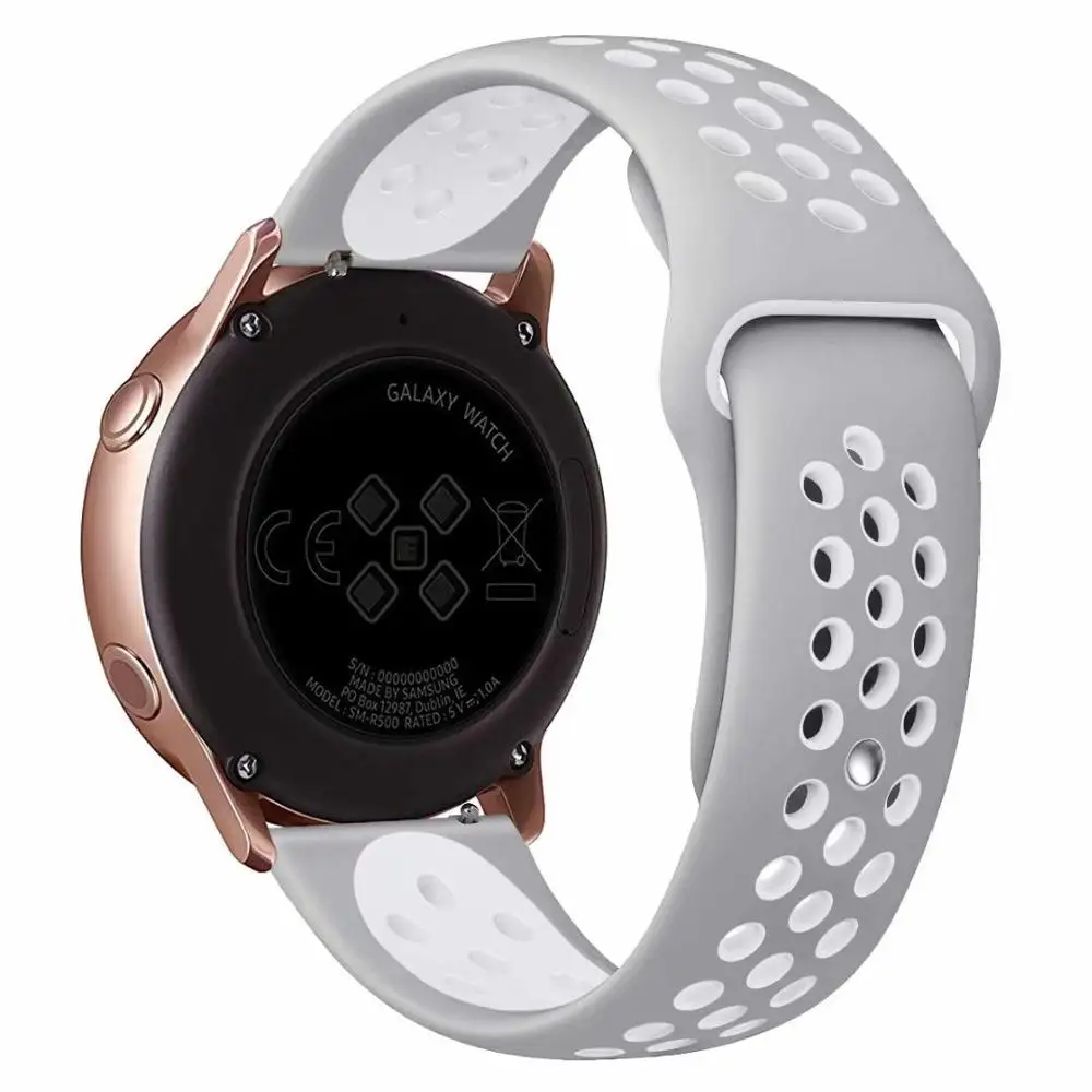 gray White 22/20 мм для samsung Шестерни S2 S3 Frontier классический ремешок huami amazfit gtr bip 42/46 мм ремешок huawei GT 2 galaxy watch активный 40/44 мм - Цвет ремешка: gray White