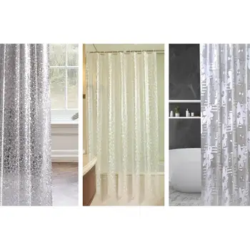 

PVC Mildew Bath Curtains Conveninently and Simple Installation 3D Embossed Thickened Waterproof Shower Curtain with Hooks