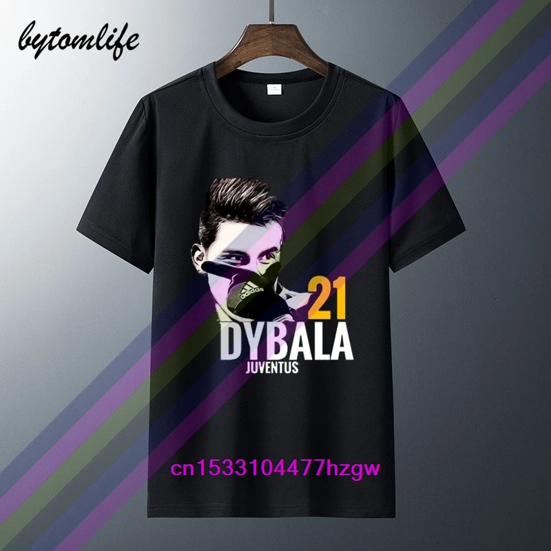 Мужская футболка с короткими рукавами Argentine Paulo Dybala летняя черная из 100% хлопка
