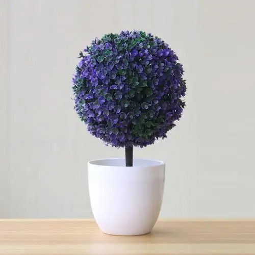 В горшках цветок бонсай фестиваль искусственный горшечный орнамент Топиарий в форме шара форма бонсай поддельное растение для украшения дома Прямая - Цвет: Фиолетовый