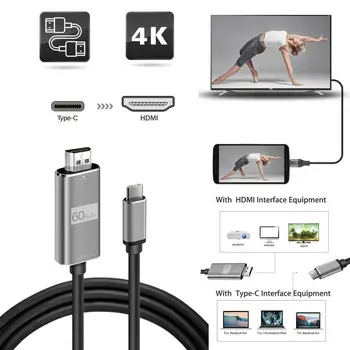 

USB-C Type C to HDMI Cable 4K HD TV Converter Adapter For Samsung Huawei Macbook