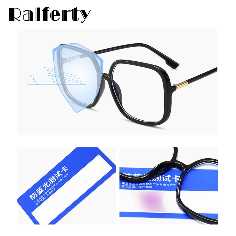 Ralferty негабаритный квадратный синий светильник очки прозрачные без диоптрий