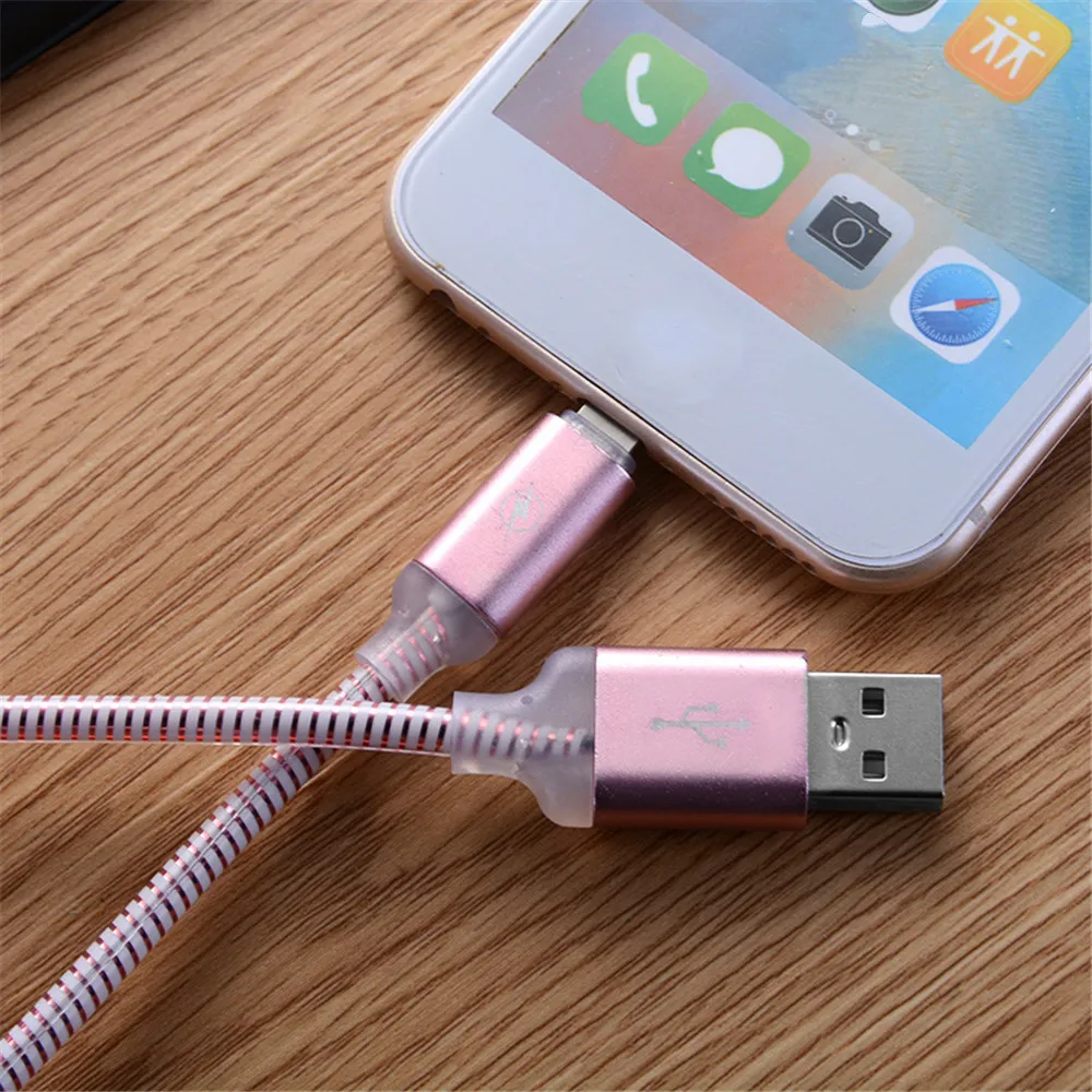 Светодиодный кабель Micro usb type-C 1 м, кабель для быстрой зарядки мобильного телефона для Iphone Xr samsung S8 A50 Xiaomi Redmi, usb-шнур для мобильного телефона