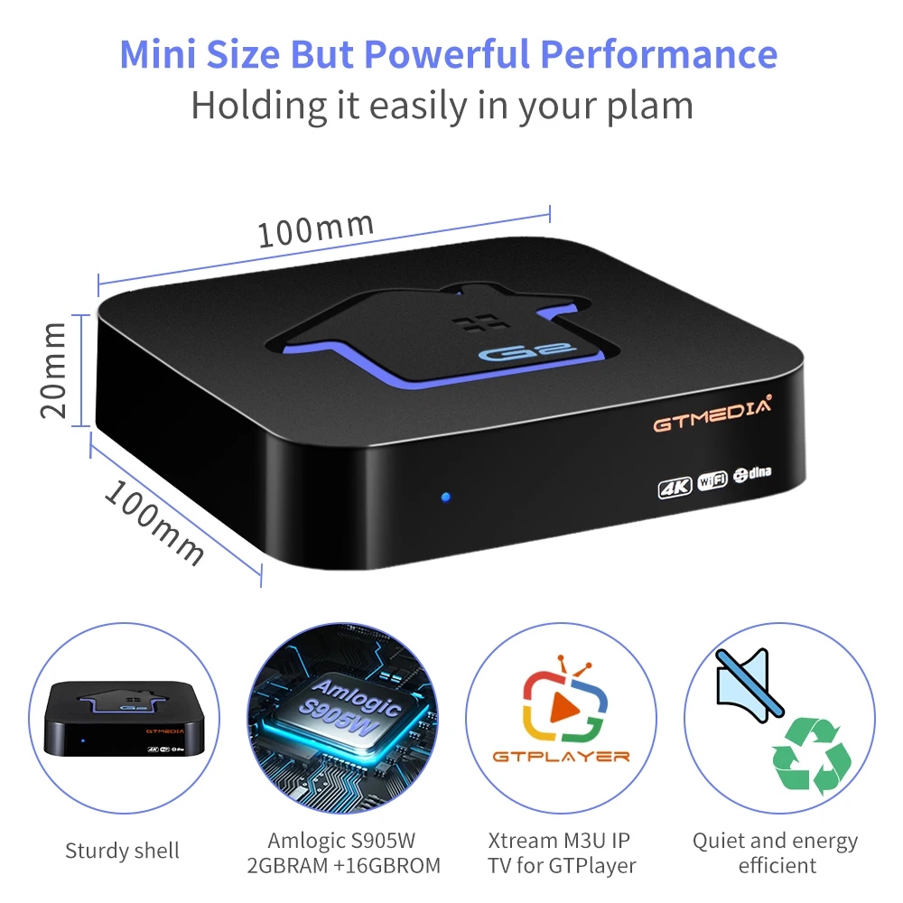 ТВ приставка GTmedia G2 Android Amlogic S905W wigbram 2 + 16 ГБ 4K HD H.265 4G Wifi медиаплеер URL M3U|ТВ-приставки