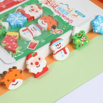 

Mohamm Random Color Lovely Christmas Eraser Special Cartoon Rubber Creative Stationary School Supplies