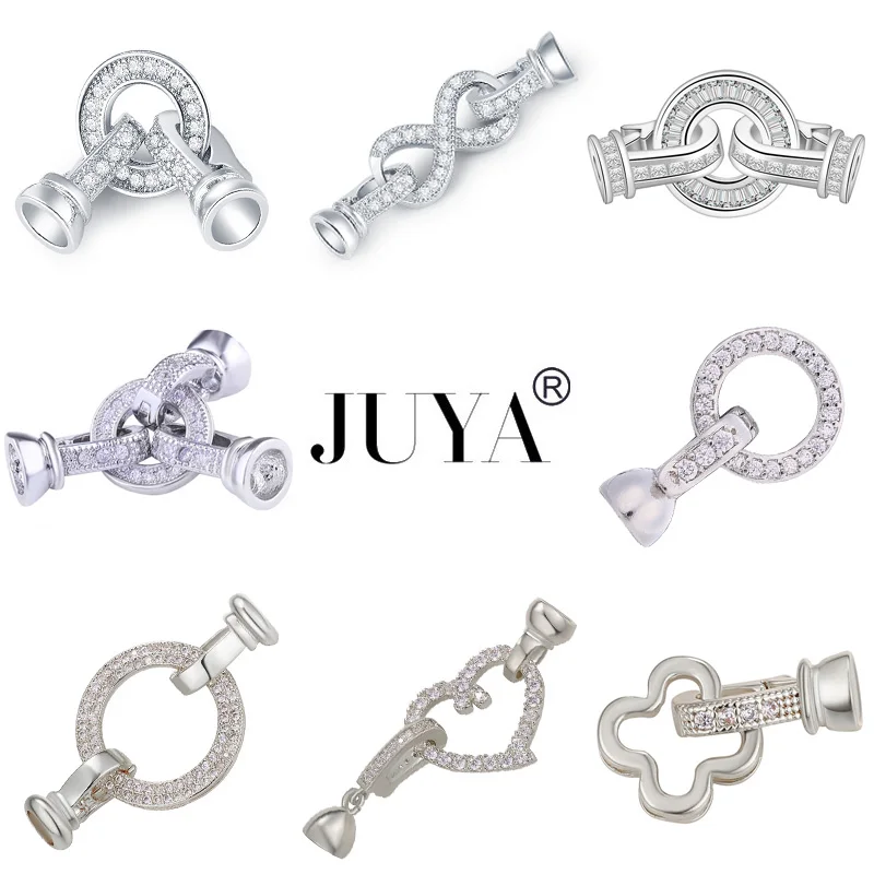 JUYA DIY Handmade Jewelry Findings Cubic Zirconia Fastener Clasps Connectors Accessories For Bracelets Necklaces Jewelry Making