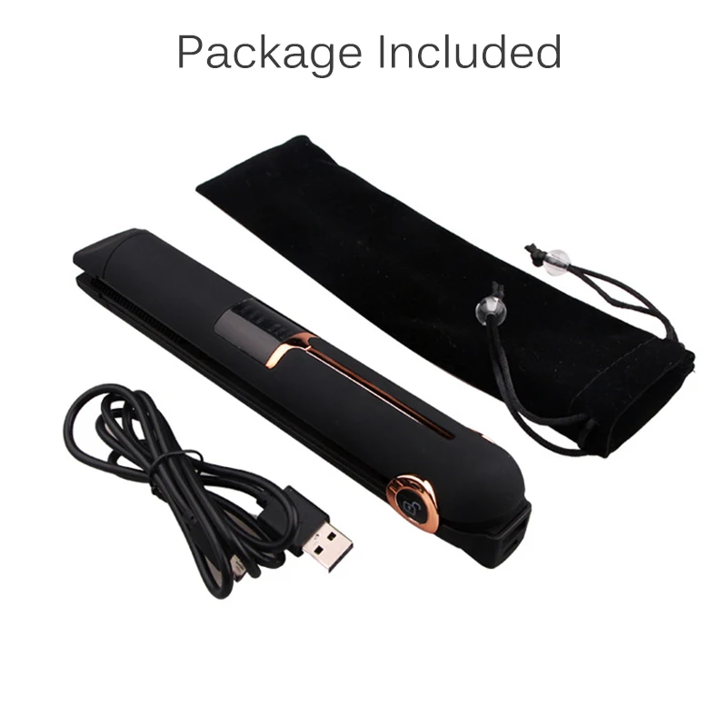Портативный USB Перезаряжаемый выпрямитель для волос и бигуди с внешним аккумулятором, дорожный плоский инструмент для волос, беспроводной выпрямляющий щипцы для завивки волос