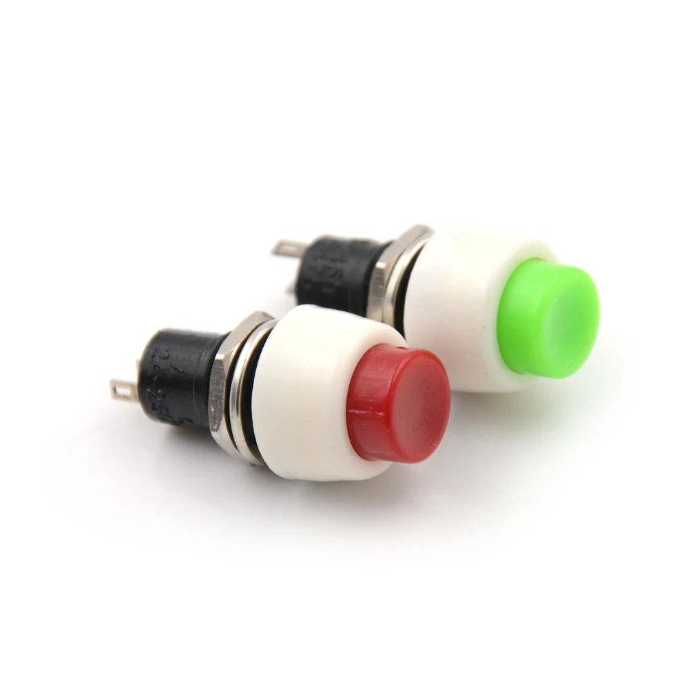 2pcs/lot 2pin Rounded Power Self-locking Panel Amount ON/OFF Push Button Switch 2A 250V AC Rocker Switch 2 Colors