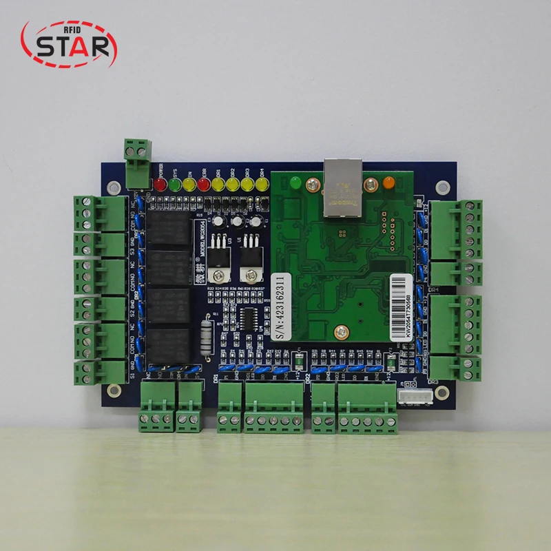 1 дверь, 2 двери, 4 двери, RFID система контроля доступа, RFID tcpipдоступа, плата управления, две двери, зеленая доска, TCP/IP, английская программа