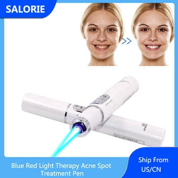

Blue Red Light Therapy Acne Spot Treatment Pen Wrinkle Pimples Removal Device Eye Massage Dark Circle Relieve Fatigue Eye Care