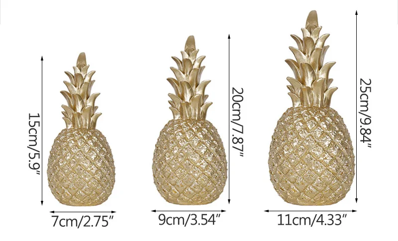 Роскошный дизайн, золотые фигурки ананаса, украшение дома, аксессуары, украшение из смолы, Декор, ремесла, свадебные подарки на день рождения