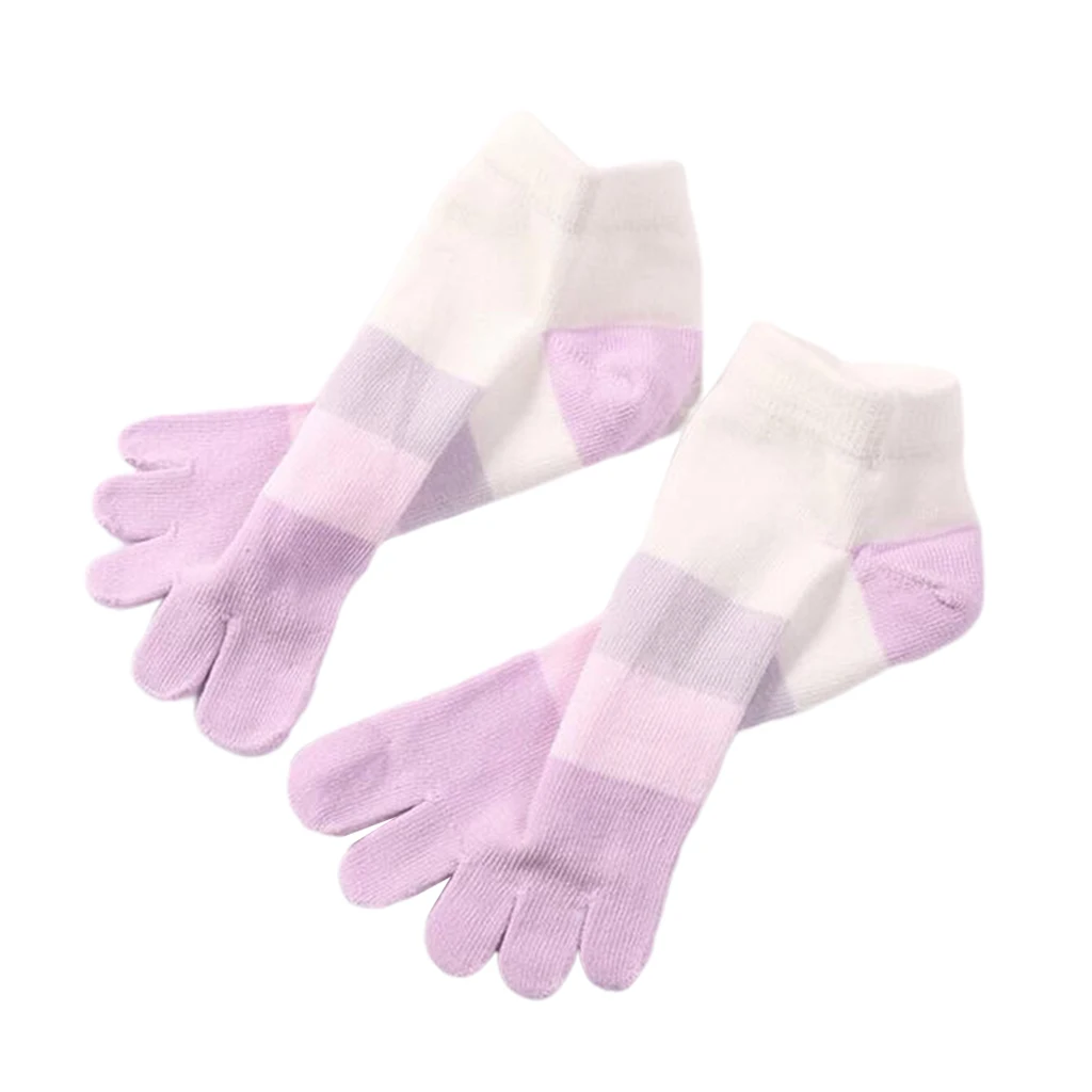 Men Womens 100% Cotton Toe Socks Five Finger Ankle Breathable Sports Socks Striped Toe Socks Athletic Socks