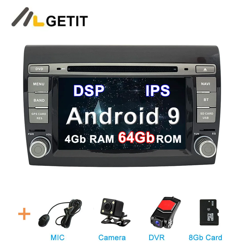 DSP ips 64G Автомобильный DVD стерео Мультимедиа Радио Android 10 для Fiat Bravo 2007-2012 автомобильный Радио Стерео gps навигация - Цвет: 4G CAM DVR SD-DSP
