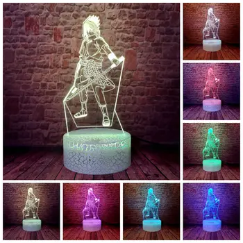 

Naruto Sasuke Anime Figure Model juguetes 3D Illusion LED Desk Nightlight Colorful Changing Light Toys