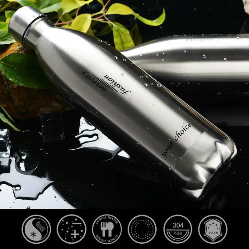 Спортивная бутылка для воды из нержавеющей стали изолированная вакуумная колба