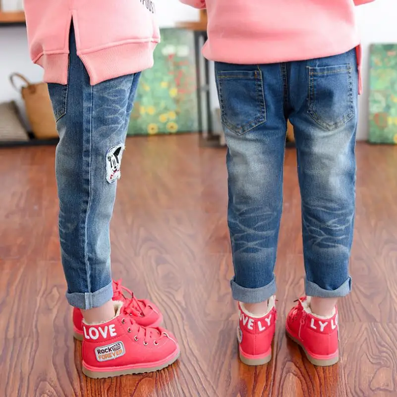 Г. Джинсы для девочек весенне-осенние джинсовые штаны для маленьких девочек с рисунком Минни Маус Модные детские джинсы, узкие брюки для маленьких девочек От 2 до 8 лет