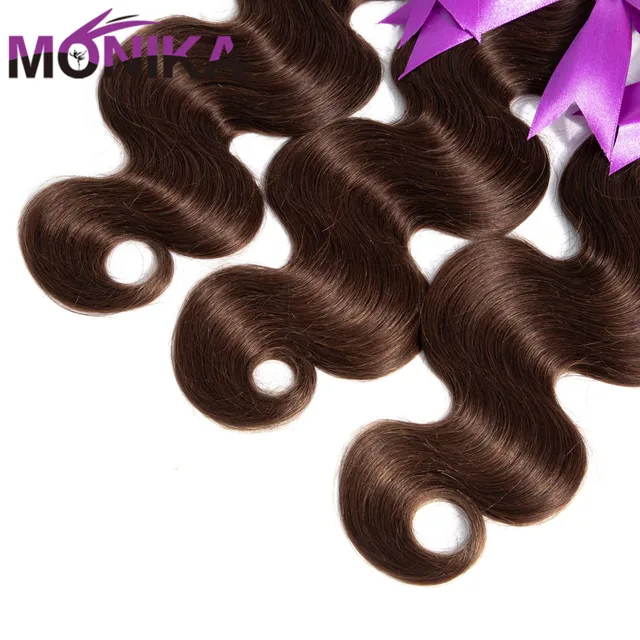 Моника волос Цветной пряди #4 #2 коричневый бразильские волнистые