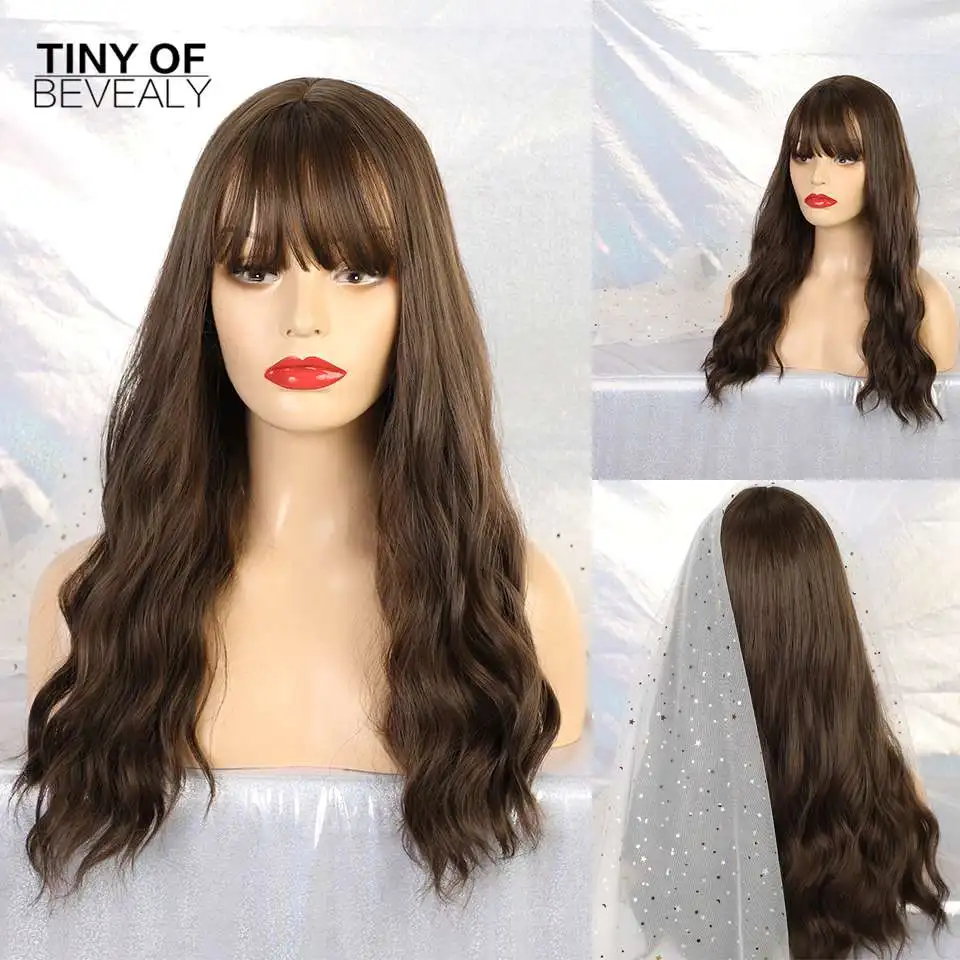 Длинные волнистые синтетические парики с челкой Платиновые светлые волосы парики для черных женщин натуральные парики на каждый день термостойкие волокна парики