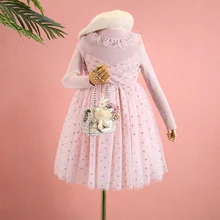 Платье-свитер для девочек; Осень-зима г.; вязаное платье из тюля в стиле пэчворк; детская одежда; Милая одежда принцессы