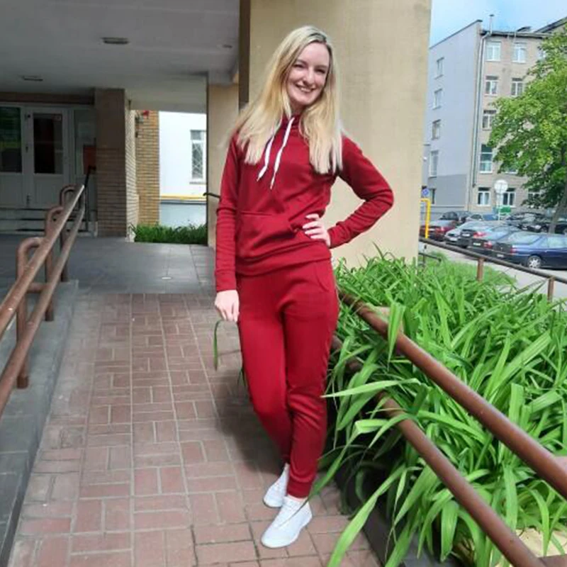 Осень-зима, комплект из 2 предметов, Женская толстовка с принтом, толстовка, штаны, спортивный костюм, брюки с карманами, пуловер, спортивный костюм, костюмы