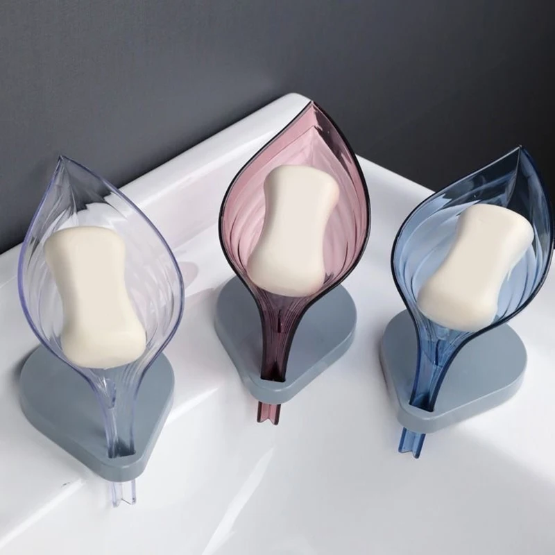 Rack Tray-Holder Soap-Box Dish-Brush Leaf-Shape Kitchen Household Container Case Bathroom