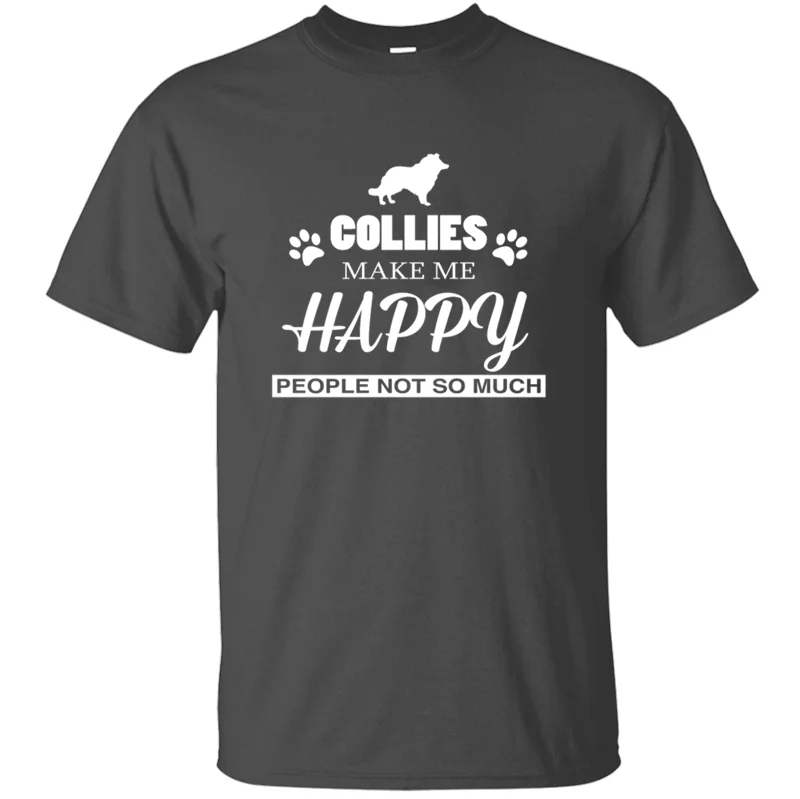 Футболка с графическим принтом Collie Collies Make Me Happy People Not So Much с круглым воротником для отдыха, Мужская футболка, Homme, Harajuku