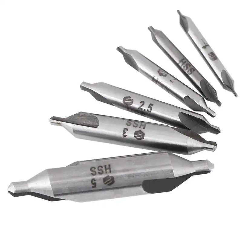 6pcs 1/1.5/2/2.5/3/5mm 60 Degree HSS Center Drill Bits Centering Drills Set extrator de parafuso | Инструменты