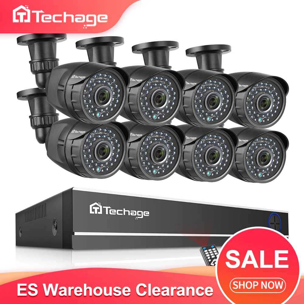 Система видеонаблюдения Techage 8 каналов 1080P HD AHD DVR 2 МП|Система наблюдения| |