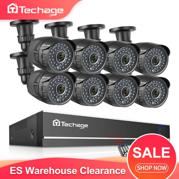 

Techage 8CH 1080P HD CCTV Surveillance System AHD DVR Kit 2MP IR Outdoor Waterproof Camera Security P2P Video Set ES Stock
