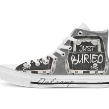 Катафот, котрая только забавные в стиле готик-панк Футболка дышащая Повседневное с высоким берцем на шнуровке; Холщовая Обувь Кеды Перевозка груза падения