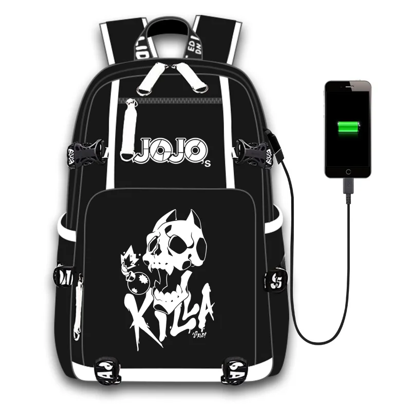 

New Style JoJo Backpack Knapsack Rucksack Travel School Bag Rucksack Book Bag Day Pack USB Port Black Front Zipper for Men Teens
