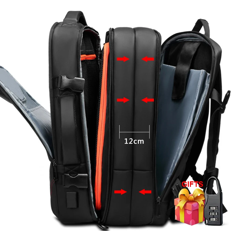 Дорожный рюкзак вместительный мужской расширяемый с usb зарядкой