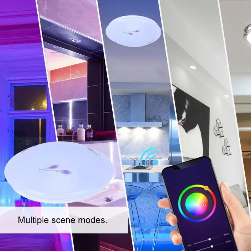 Hot SaleCeiling Lights Solid Color 60W 85-265V Modern Smart Bluetooth LED Light Bedroom Lamps WiFi Ceiling Lamp for Home