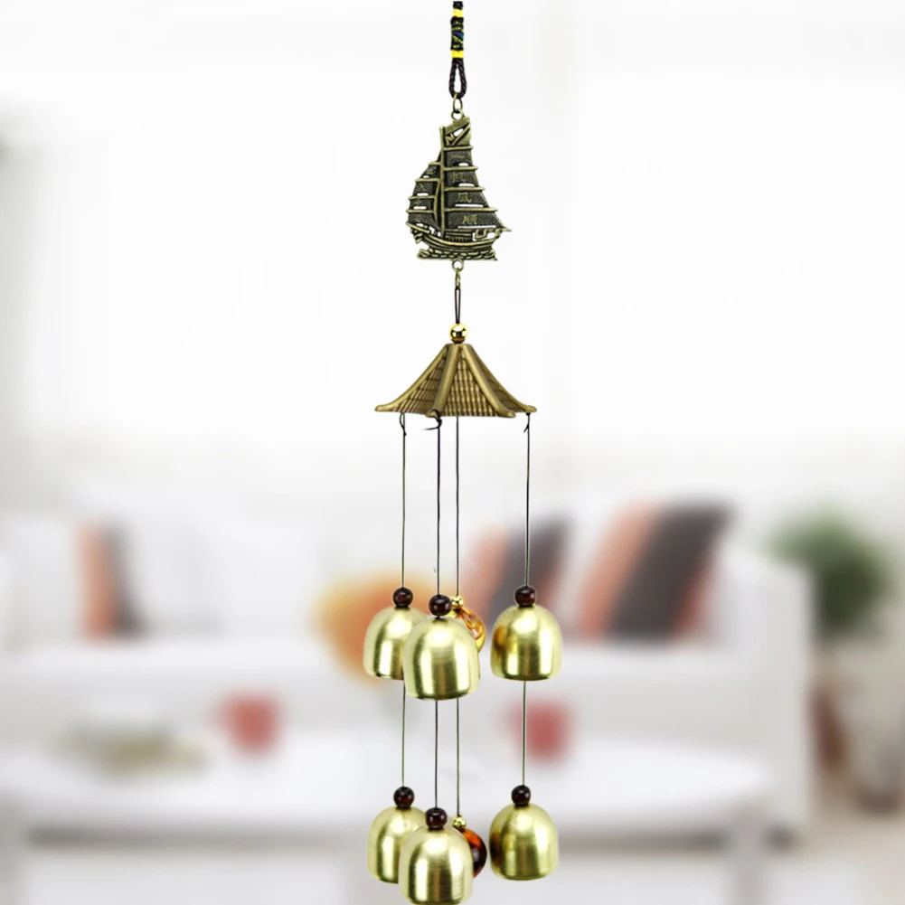 Home Decor Bless Craft Alloy DIY Fortune Wind Chimes Kids Gift Feng Shui Amulet Furnishings Bell Lucky Pray Doorway Hanging