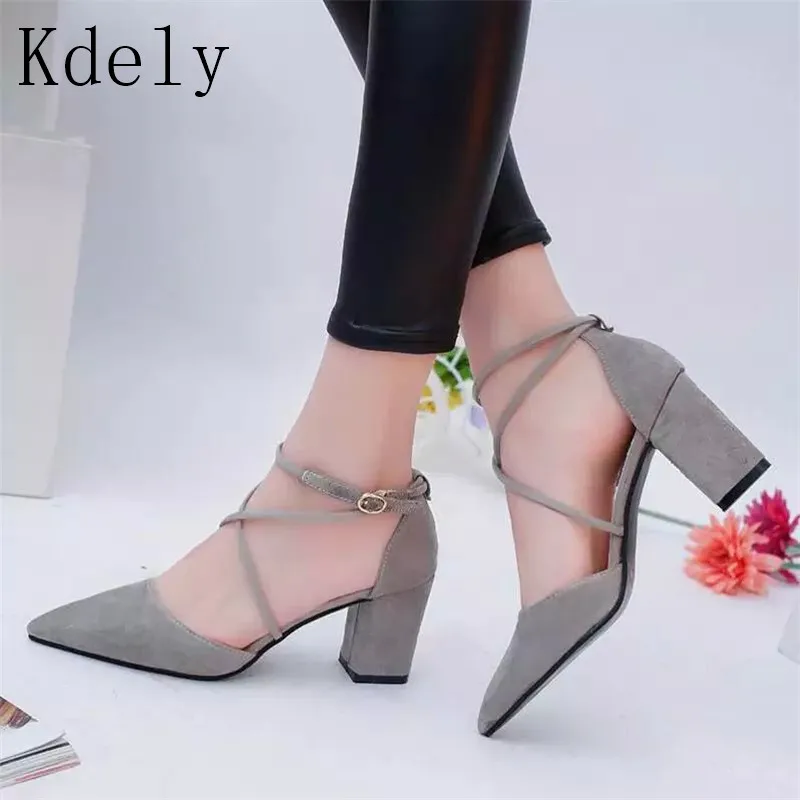 

019 Women High Heels Autumn Sandalias femeninas pointed toe sandals with high heels with with female summer shoes Female sandals