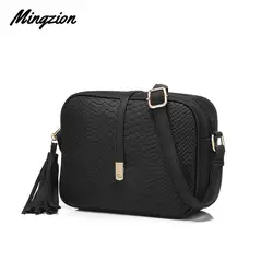 Mingzion кожаные маленькие квадратные сумки на плечо для женщин сумки-мессенджеры женские PU повседневные женские Мини-кисточка сумка через