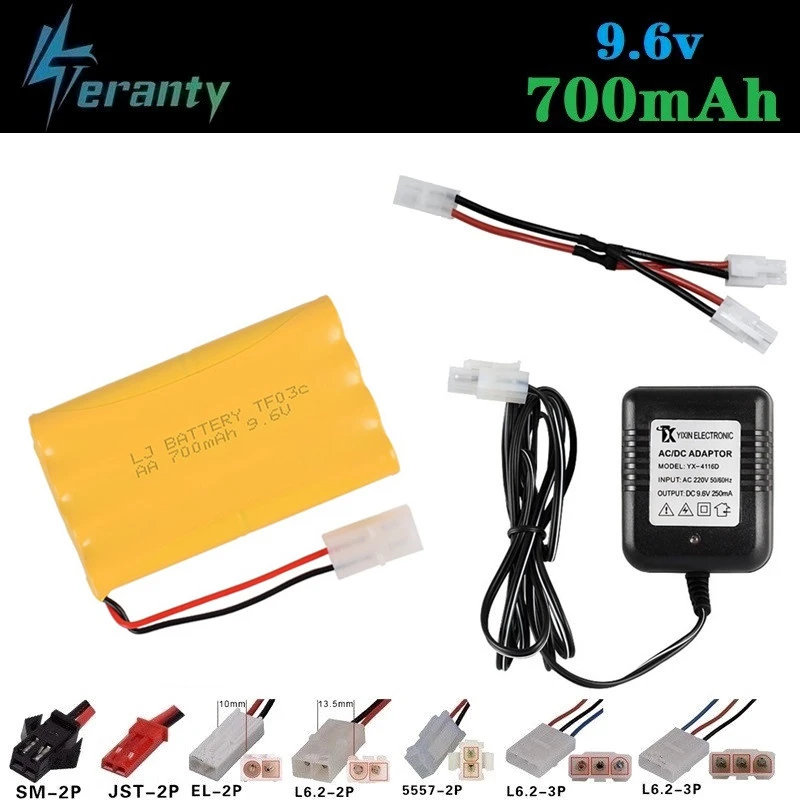 

9.6v 700mAh Battery Charger Sets For RC Car Robots Tanks Guns Boats 9.6v NiCD Battery Aa 700mah 9.6v Rechargeable Battery Pack