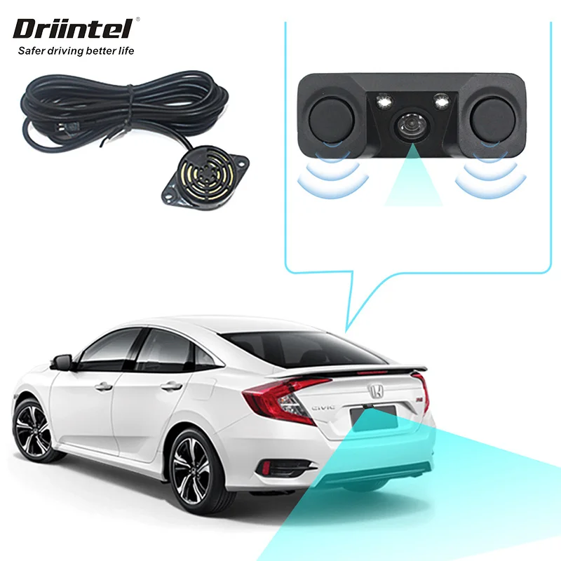 Driintel 3 в 1 водонепроницаемый Видео парковочный сенсор автомобиля обратный резервный заднего вида камера с 2 радар детектор сенсор s BiBi сигнализация